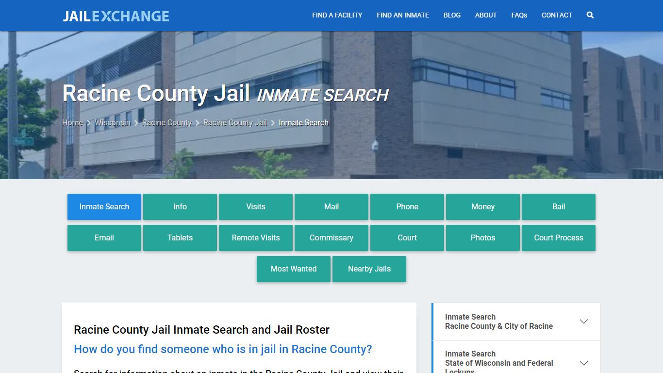 Inmate Search: Roster & Mugshots - Racine County Jail, WI